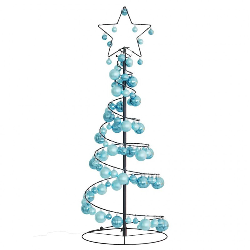 Stożkowa choinka z lampek z bombkami, 80 LED, 120 cm