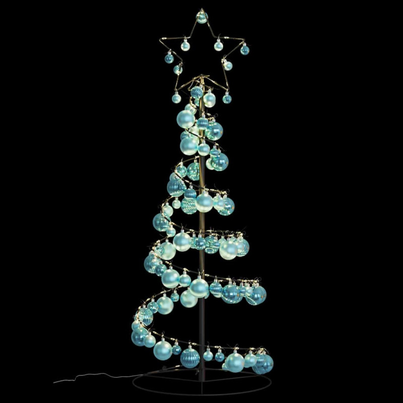 Stożkowa choinka z lampek z bombkami, 80 LED, 120 cm