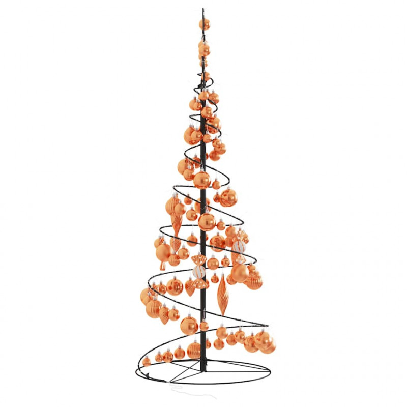 Stożkowa choinka z lampek z bombkami, 80 LED, 120 cm