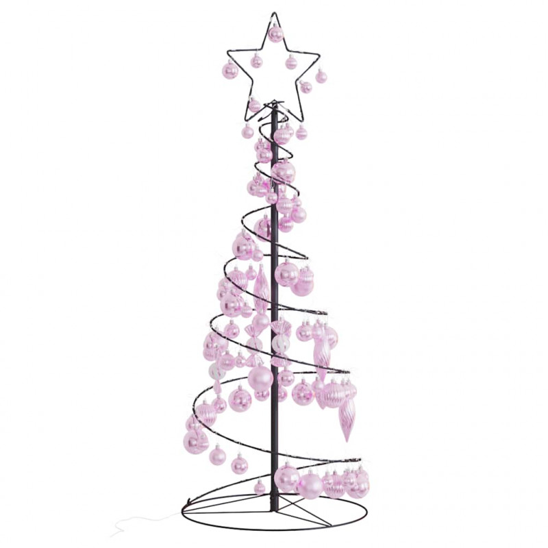 Stożkowa choinka z lampek z bombkami, 80 LED, 120 cm