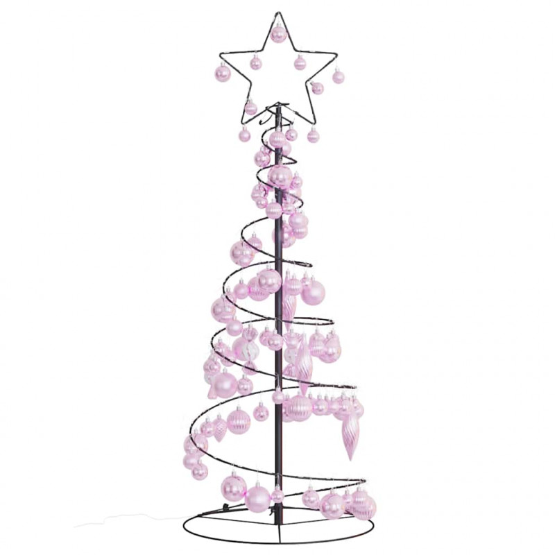 Stożkowa choinka z lampek z bombkami, 80 LED, 120 cm