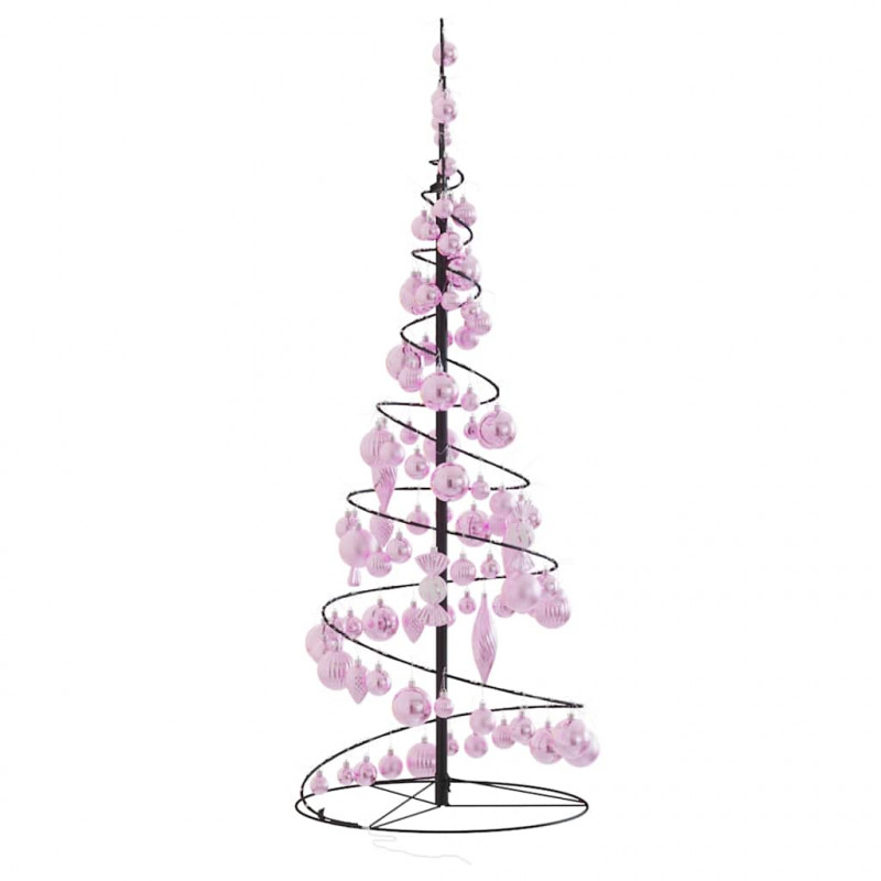 Stożkowa choinka z lampek z bombkami, 80 LED, 120 cm