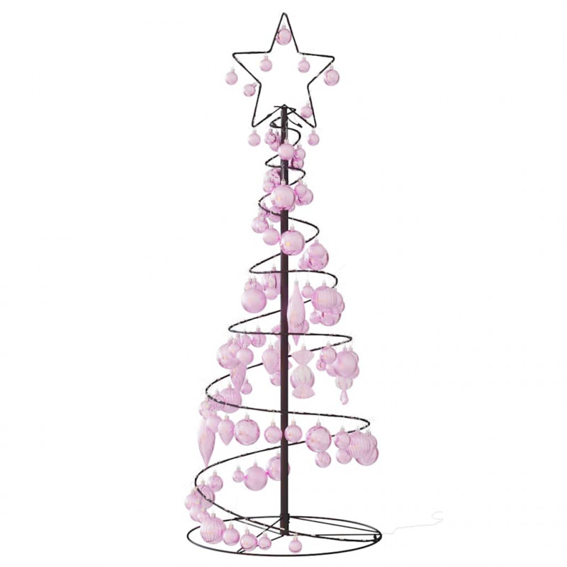 Stożkowa choinka z lampek z bombkami, 80 LED, 120 cm
