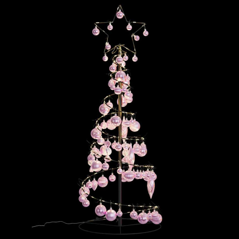 Stożkowa choinka z lampek z bombkami, 80 LED, 120 cm
