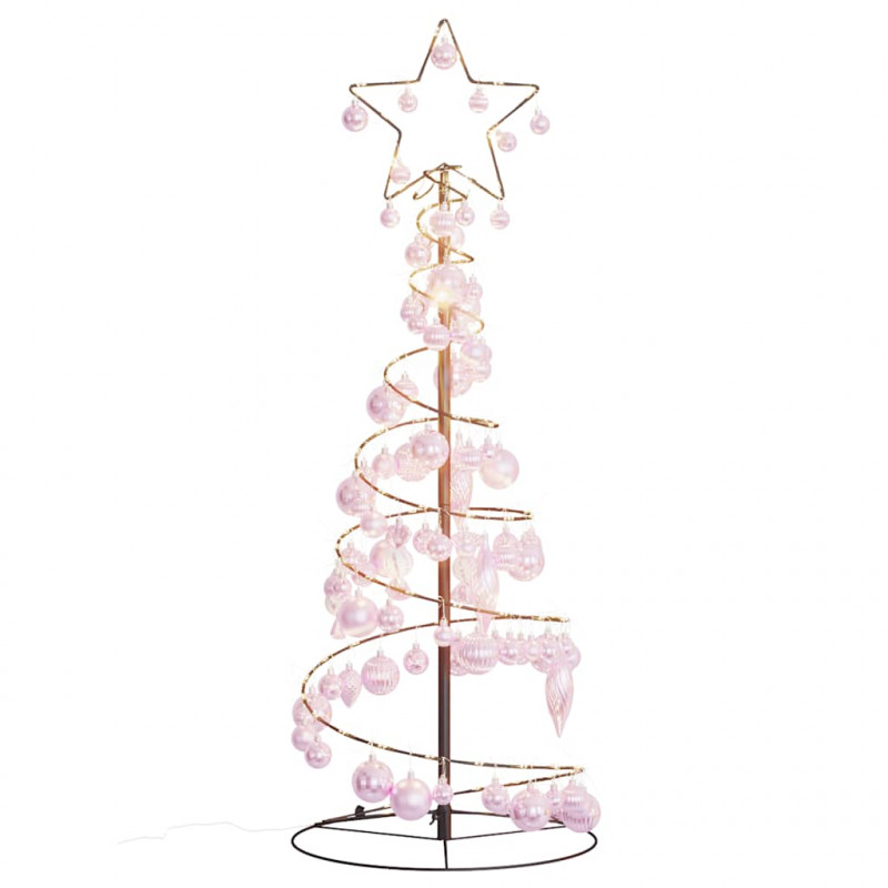 Stożkowa choinka z lampek z bombkami, 80 LED, 120 cm