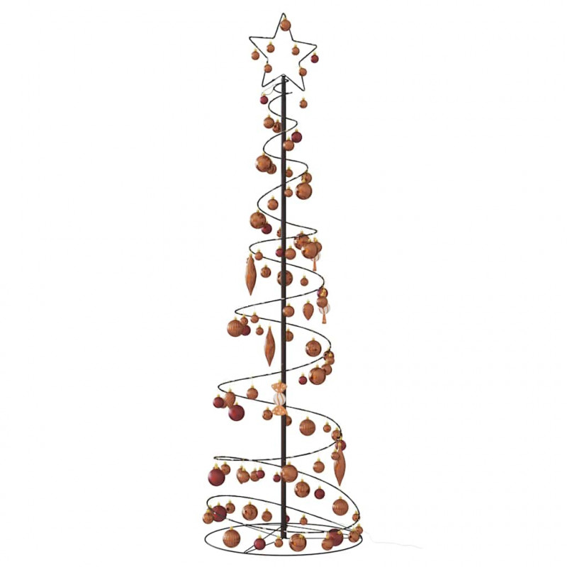 Stożkowa choinka z lampek z bombkami, 120 LED, 180 cm