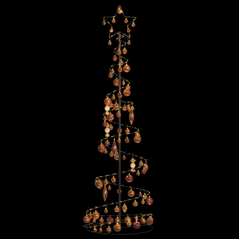 Stożkowa choinka z lampek z bombkami, 120 LED, 180 cm