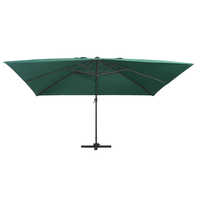Parasol z LED i aluminiowym słupkiem, 400x300 cm, zielony