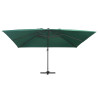 Parasol z LED i aluminiowym słupkiem, 400x300 cm, zielony