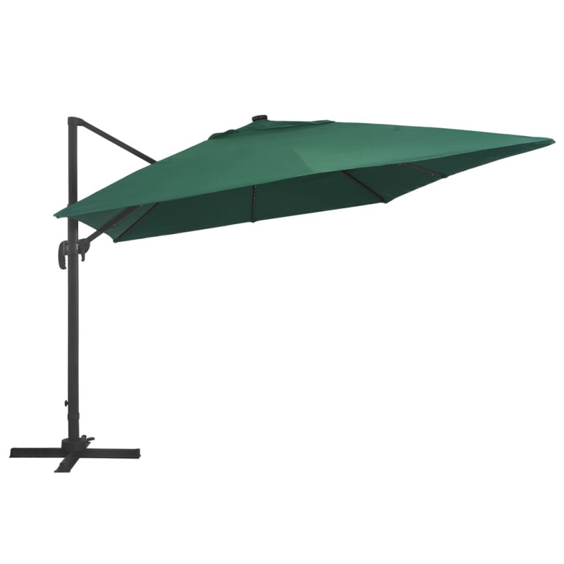 Parasol z LED i aluminiowym słupkiem, 400x300 cm, zielony