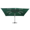 Parasol z LED i aluminiowym słupkiem, 400x300 cm, zielony