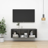 Wisząca szafka pod TV, wysoki połysk, szara, 37x37x107 cm