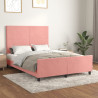 Rama łóżka z zagłówkiem, różowa, 140x200 cm, aksamitna