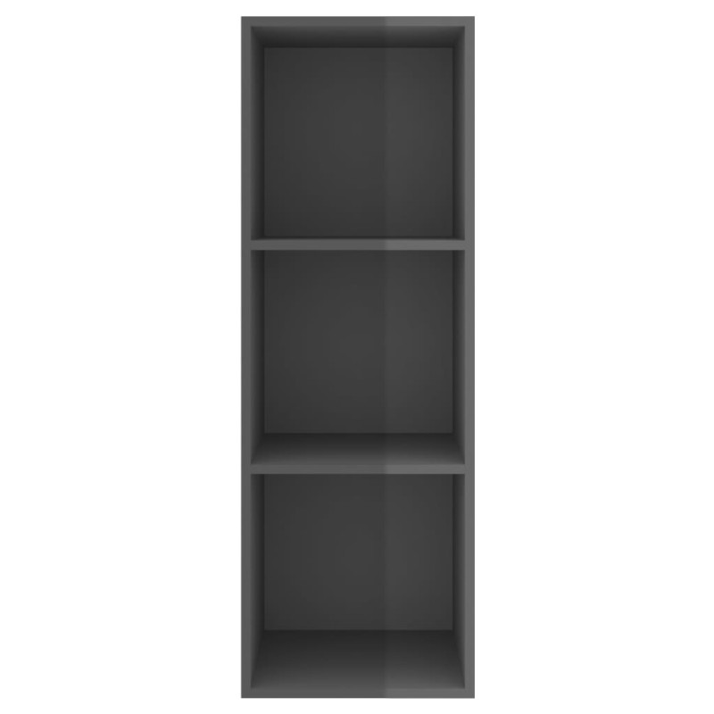 Wisząca szafka pod TV, wysoki połysk, szara, 37x37x107 cm