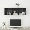 Wisząca szafka pod TV, wysoki połysk, szara, 37x37x107 cm