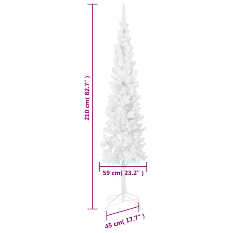 Smukła choinka, biała, 210 cm
