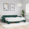 Sofa rozsuwana z materacami, ciemnozielona, 80x200 cm, aksamit