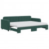 Sofa rozsuwana z materacami, ciemnozielona, 80x200 cm, aksamit