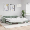 Sofa rozsuwana z materacami, jasnoszara, 100x200 cm, aksamit