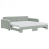 Sofa rozsuwana z materacami, jasnoszara, 100x200 cm, aksamit
