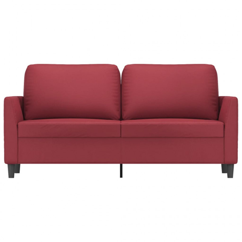 2-osobowa sofa, winna czerwień, 140 cm, sztuczna skóra