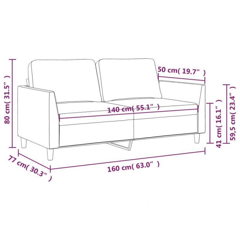 2-osobowa sofa, winna czerwień, 140 cm, sztuczna skóra