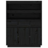 Wysoka szafka, czarna, 89x40x116,5 cm, lite drewno sosnowe