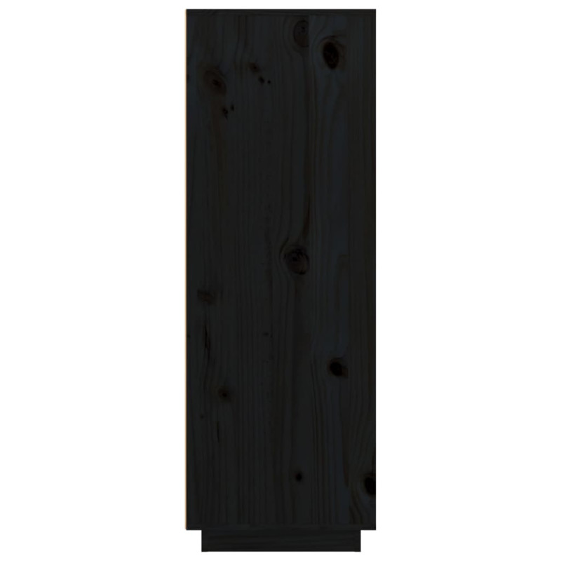 Wysoka szafka, czarna, 89x40x116,5 cm, lite drewno sosnowe