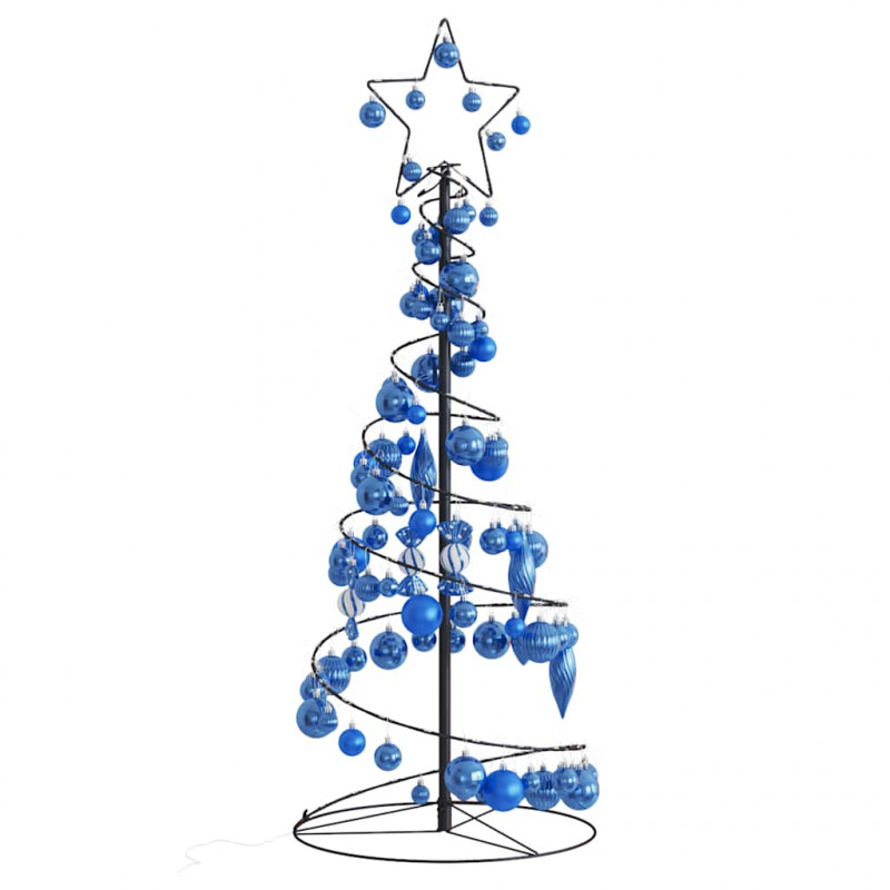 Stożkowa choinka z lampek z bombkami, 80 LED, 120 cm