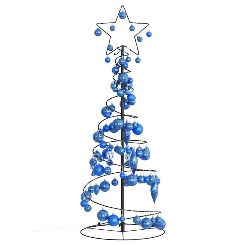 Stożkowa choinka z lampek z bombkami, 80 LED, 120 cm