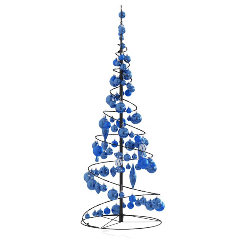 Stożkowa choinka z lampek z bombkami, 80 LED, 120 cm