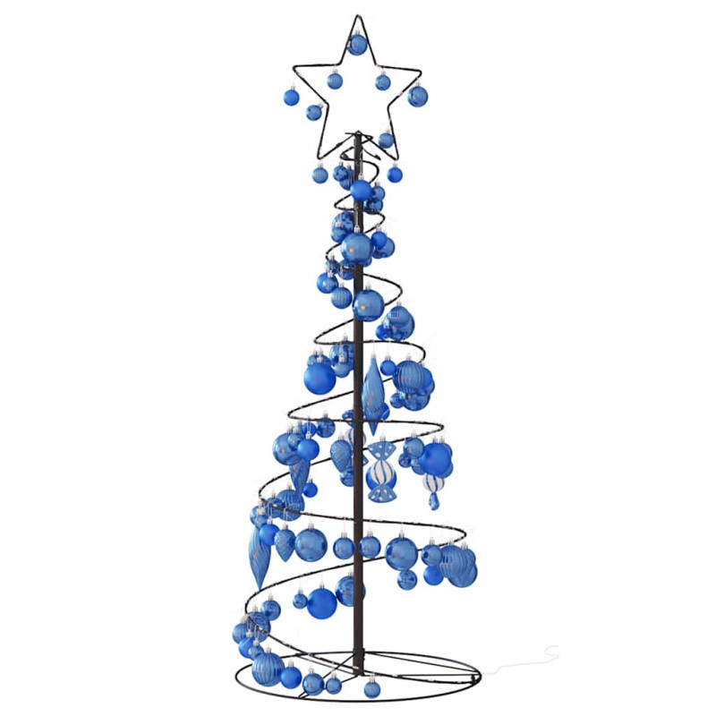 Stożkowa choinka z lampek z bombkami, 80 LED, 120 cm