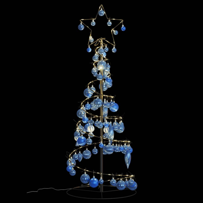 Stożkowa choinka z lampek z bombkami, 80 LED, 120 cm