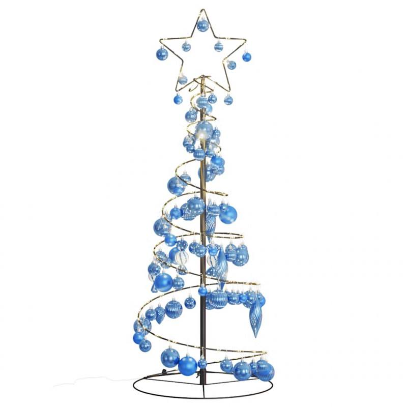 Stożkowa choinka z lampek z bombkami, 80 LED, 120 cm