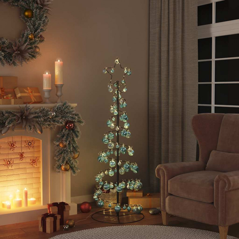 Stożkowa choinka z lampek z bombkami, 100 LED, 150 cm