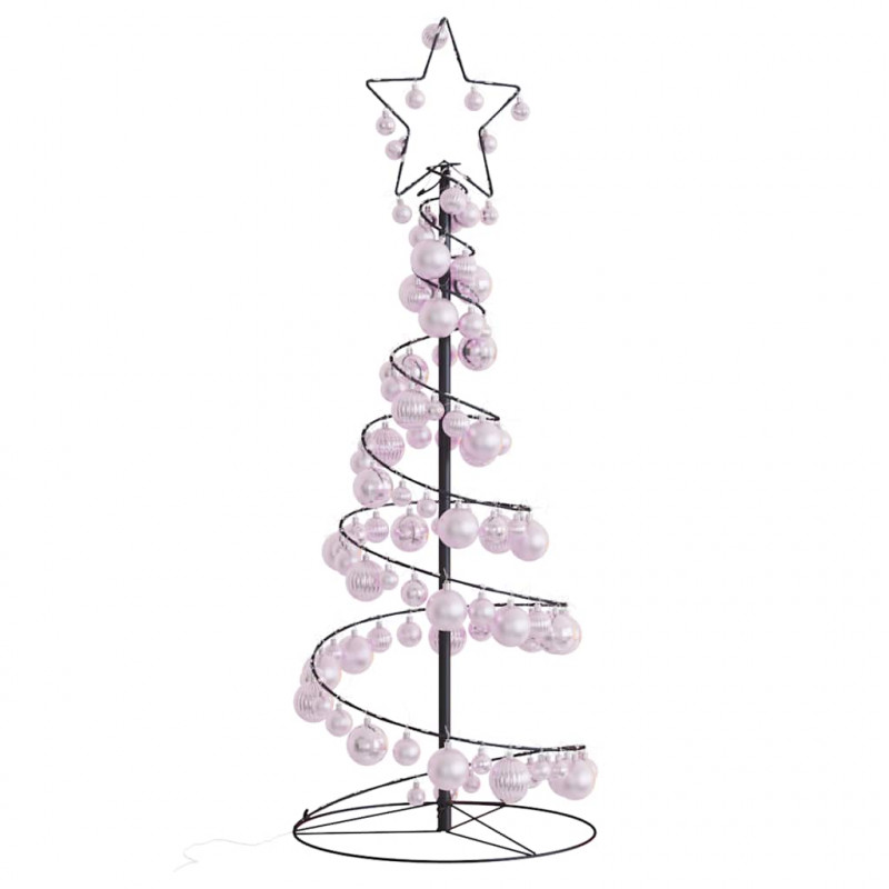 Stożkowa choinka z lampek z bombkami, 80 LED, 120 cm