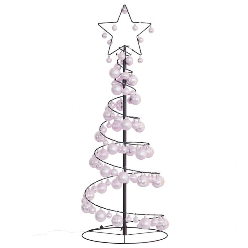Stożkowa choinka z lampek z bombkami, 80 LED, 120 cm