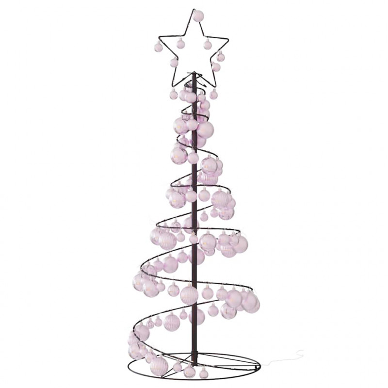 Stożkowa choinka z lampek z bombkami, 80 LED, 120 cm