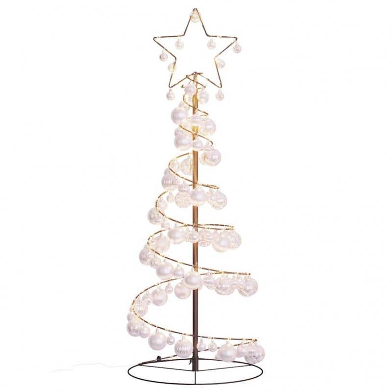Stożkowa choinka z lampek z bombkami, 80 LED, 120 cm