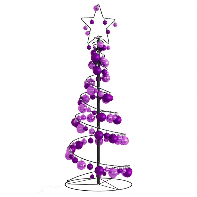 Stożkowa choinka z lampek z bombkami, 80 LED, 120 cm