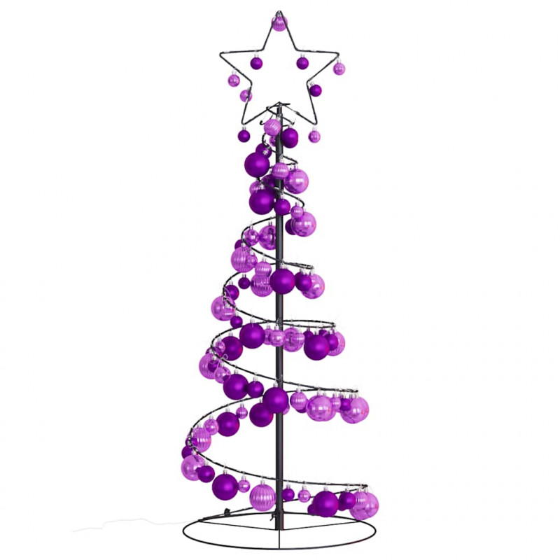 Stożkowa choinka z lampek z bombkami, 80 LED, 120 cm