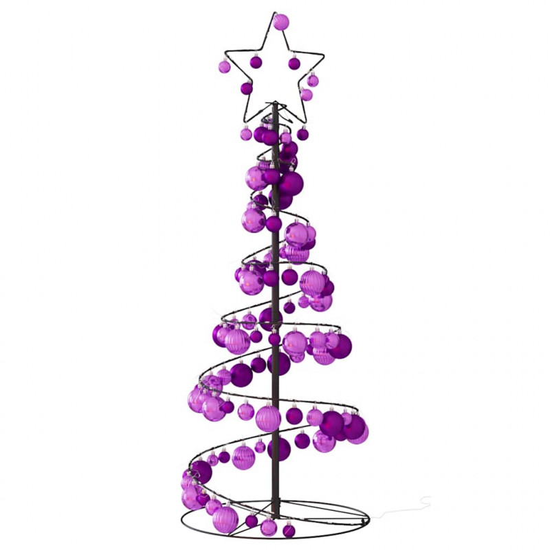 Stożkowa choinka z lampek z bombkami, 80 LED, 120 cm