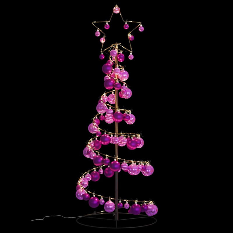 Stożkowa choinka z lampek z bombkami, 80 LED, 120 cm