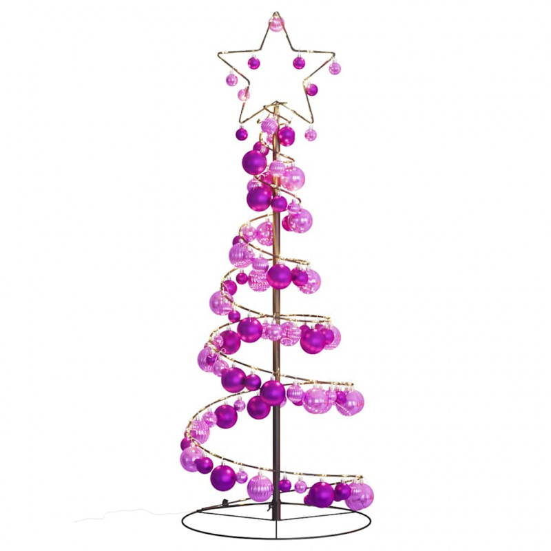 Stożkowa choinka z lampek z bombkami, 80 LED, 120 cm