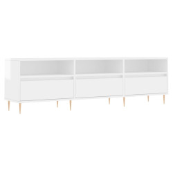 Szafka pod TV, wysoki połysk, biała, 150x30x44,5 cm