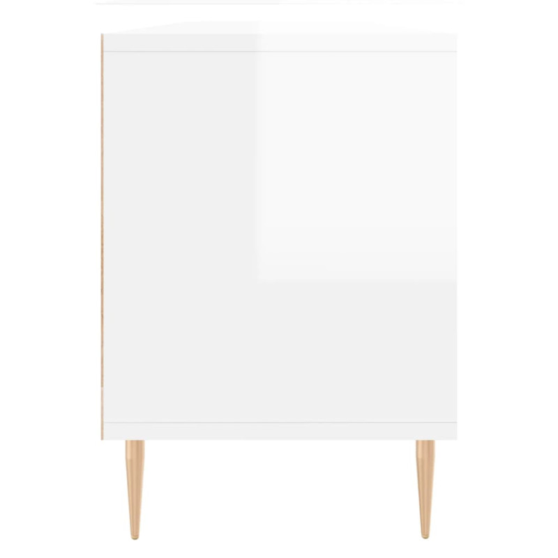 Szafka pod TV, wysoki połysk, biała, 150x30x44,5 cm