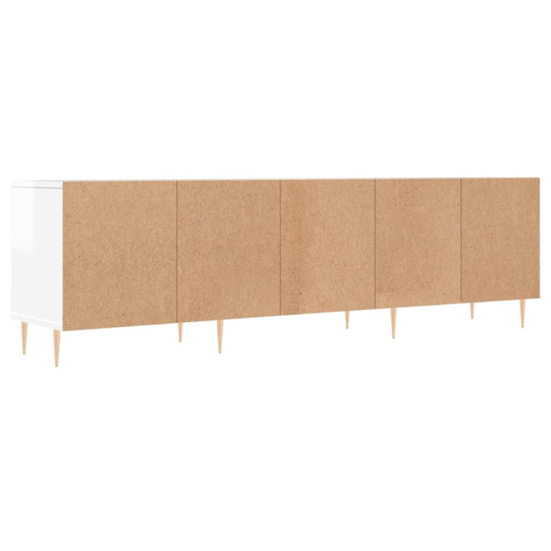Szafka pod TV, wysoki połysk, biała, 150x30x44,5 cm