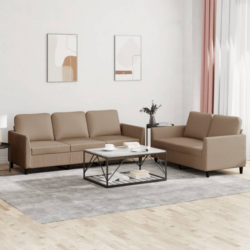 2-osobowa sofa z poduszkami, cappuccino, sztuczna skóra