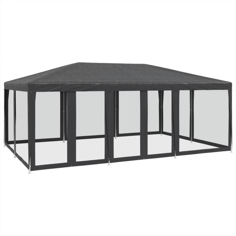 Namiot imprezowy z 10 ścianami z siatki, antracyt, 6x4 m, HDPE