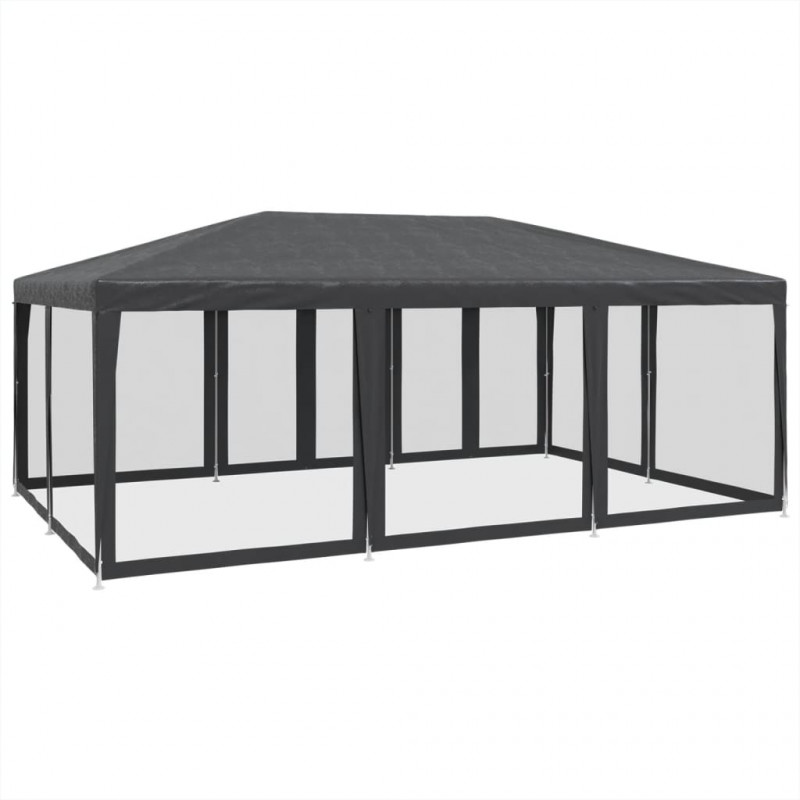 Namiot imprezowy z 10 ścianami z siatki, antracyt, 6x4 m, HDPE